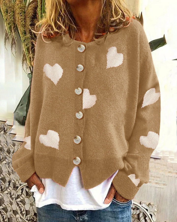 Knit jacket for women with heart pattern and trendy cut Lune London