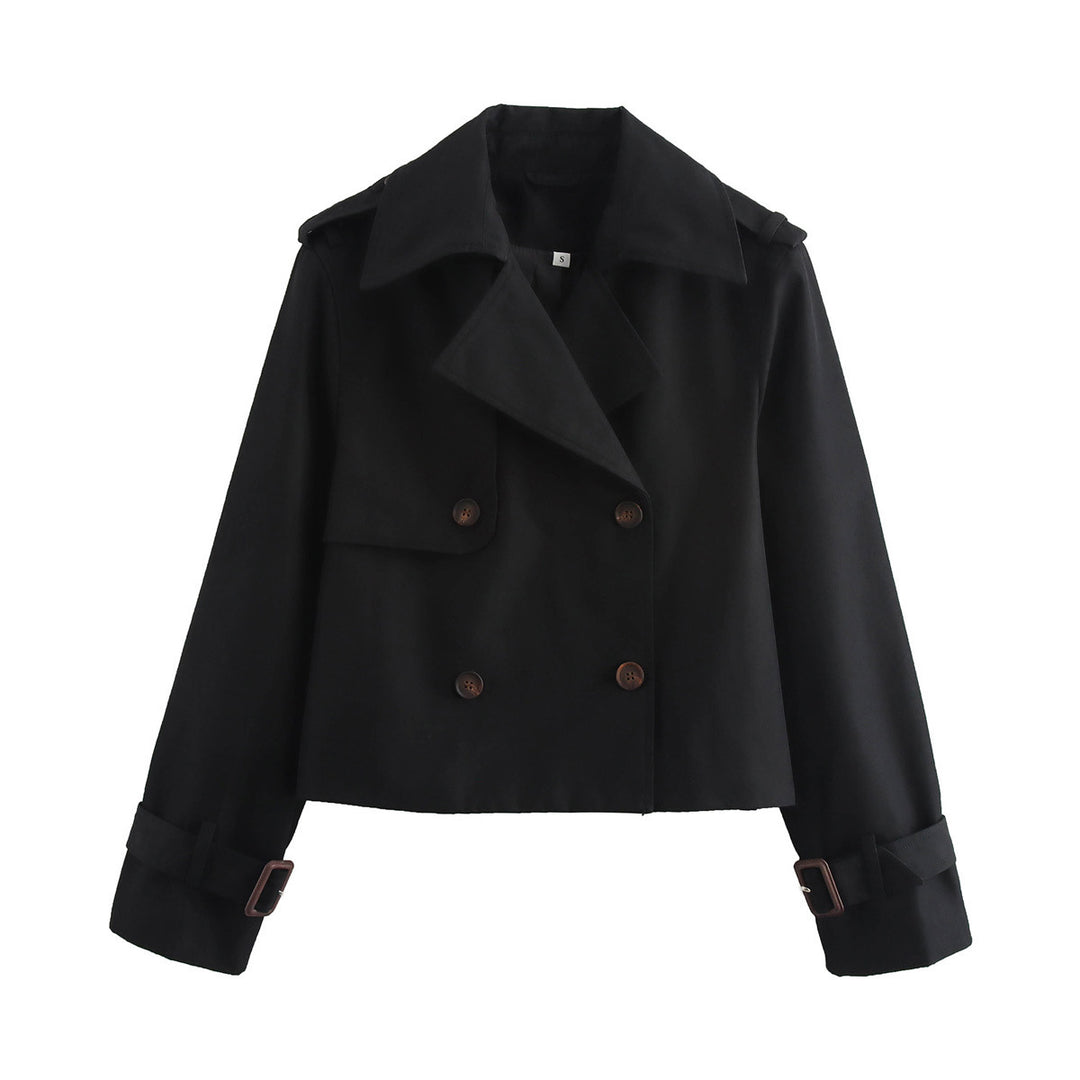 Veste de transition cropped à la mode pour femmes avec large col Chic & Stil