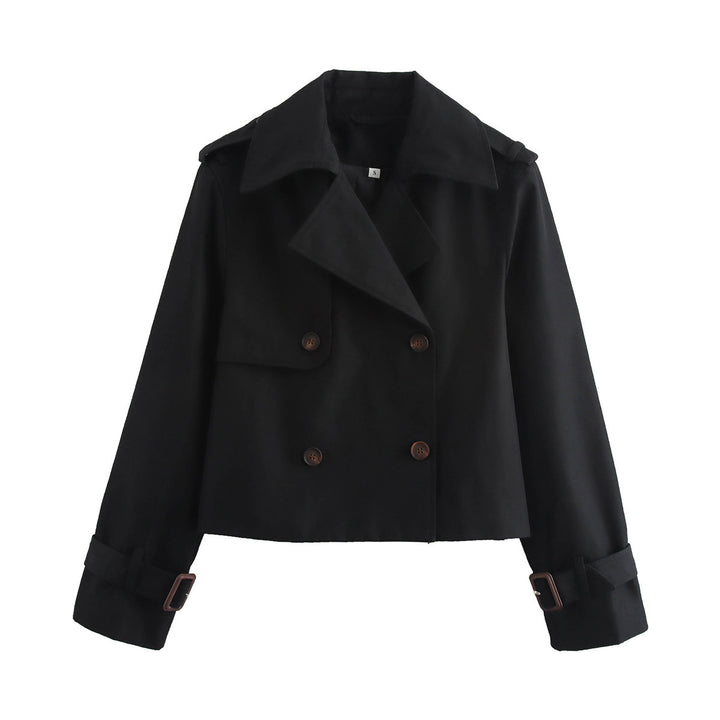 Veste de transition cropped à la mode pour femmes avec large col Chic & Stil