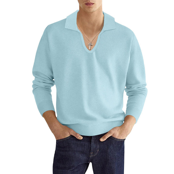 V-neck knitted top for men with structured design Lune London
