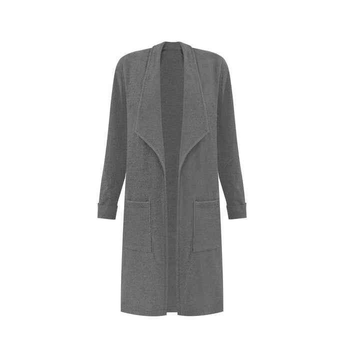 Ladies Long Casual Open Cut Jacket with Practical Pockets Lune London