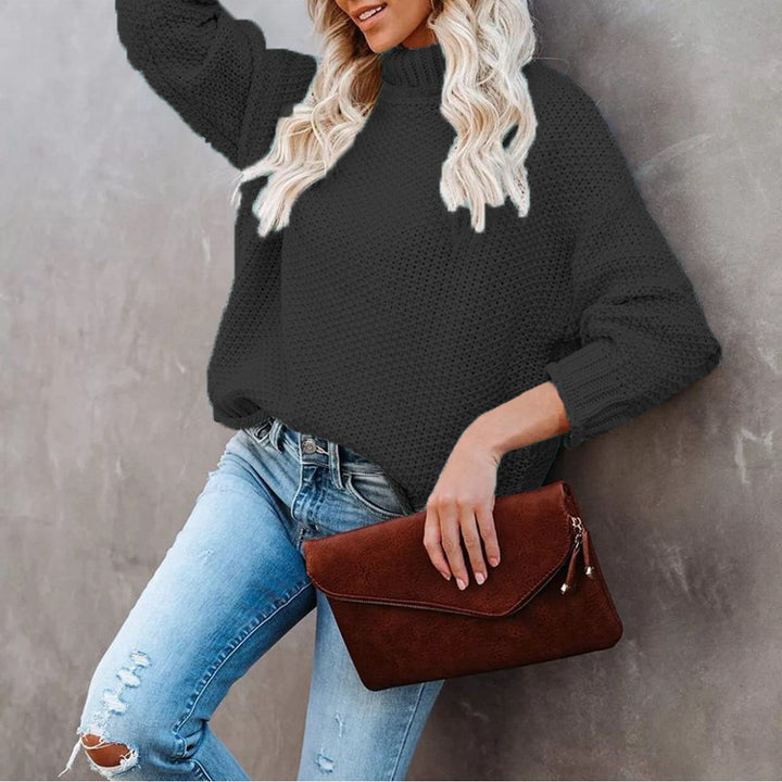 Pull en tricot épais pour femme avec col roulé et coupe décontractée Chic & Stil