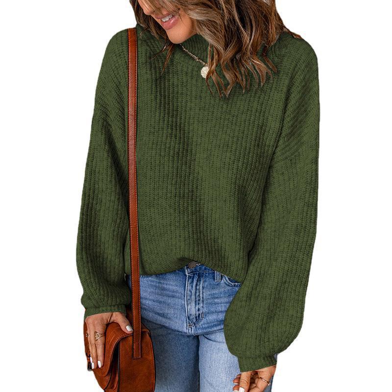 Chunky knit sweater for women with a loose fit and high collar Lune London