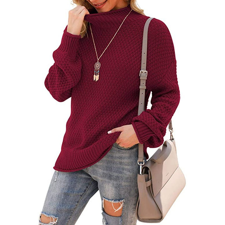 Pull en tricot pour femmes avec col montant et aspect texturé Chic & Stil