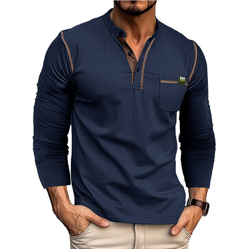 Men's stylish long sleeve shirt with button placket and chest pocket Amarae
