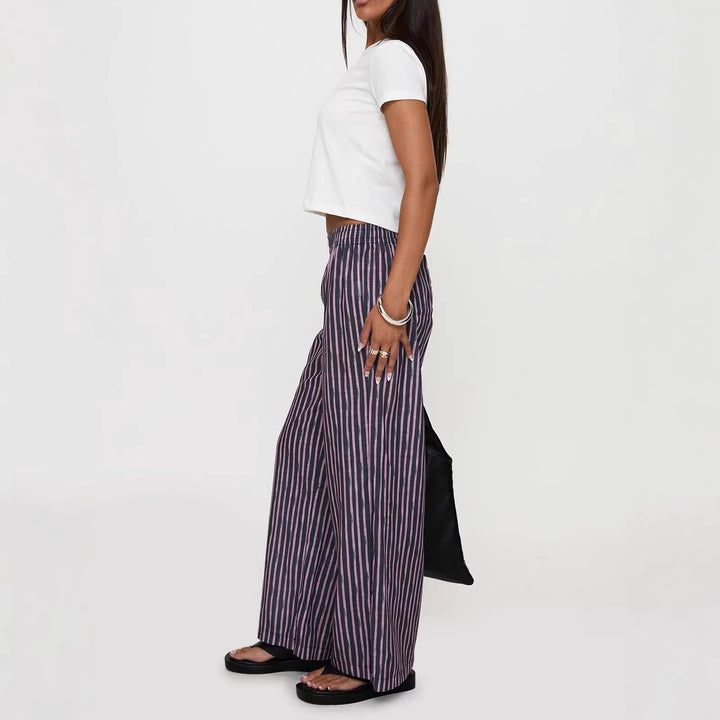 Pantalons rayés amples pour femmes Chic & Stil