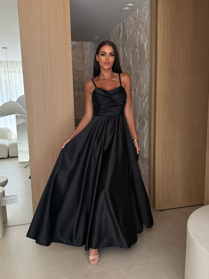 Ladies Elegant Satin Evening Dress Lune London