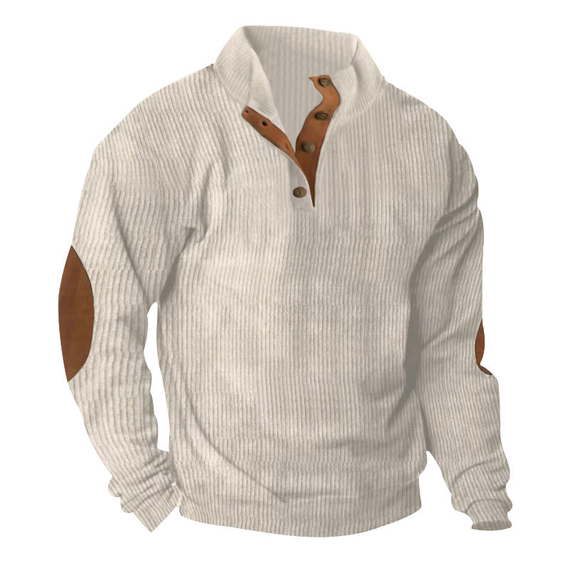 High-end knitwear for men with button placket and trendy leather applications Lune London