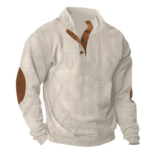 High-end knitwear for men with button placket and trendy leather applications Amarae