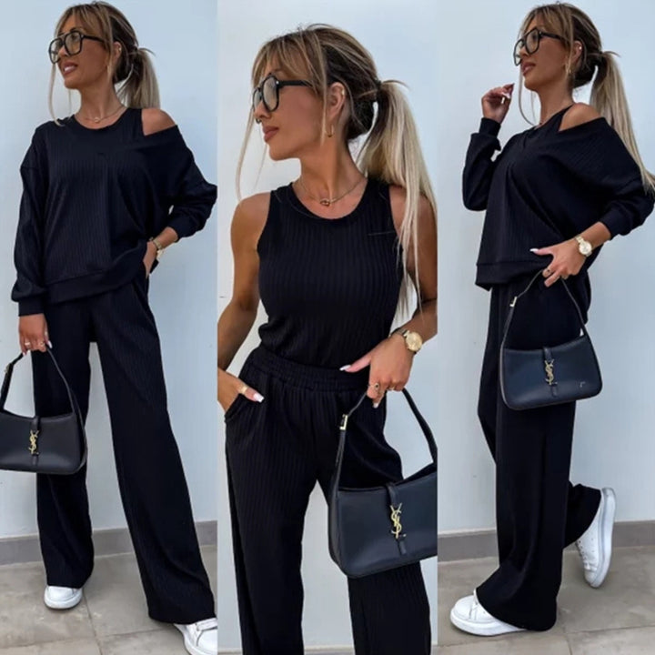 Casual knitted set for women with off-shoulder top from Lune London