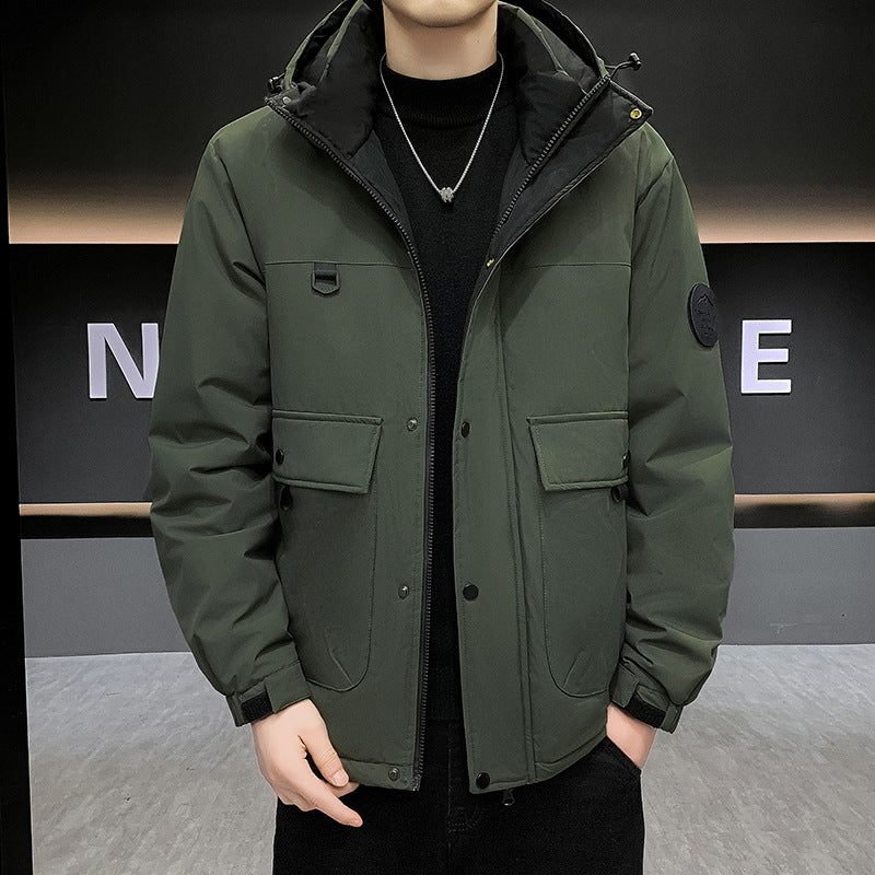 Men's Padded Short Parka with Hood windproof water-repellent and multifunctional pockets Amarae