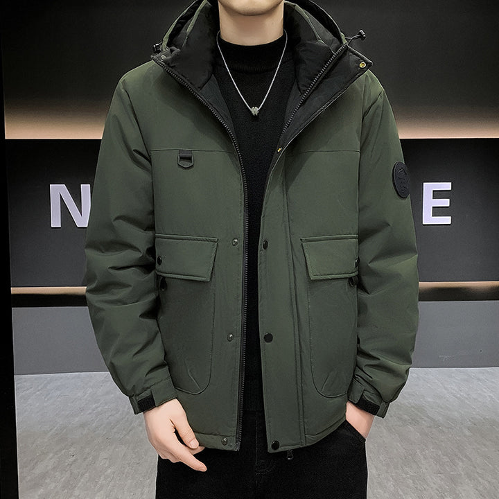 Men's Padded Short Parka with Hood windproof water-repellent and multifunctional pockets Amarae