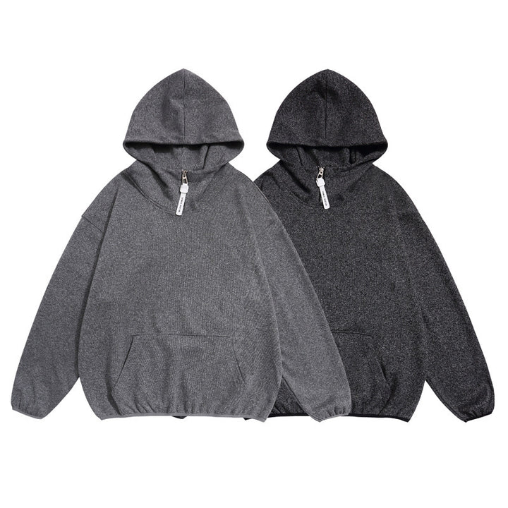Unisex Cozy Oversized Hoodie with Elastic Hem and Half Zipper Amarae