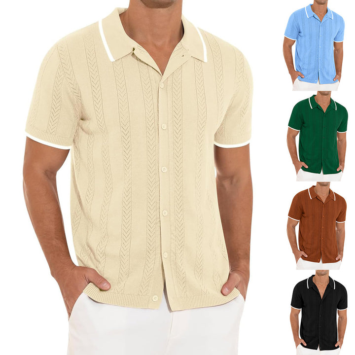 Short sleeve polo shirt for men with textured design Lune London