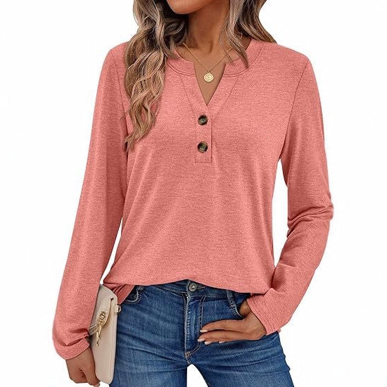Long sleeve women's t-shirt with button details Lune London