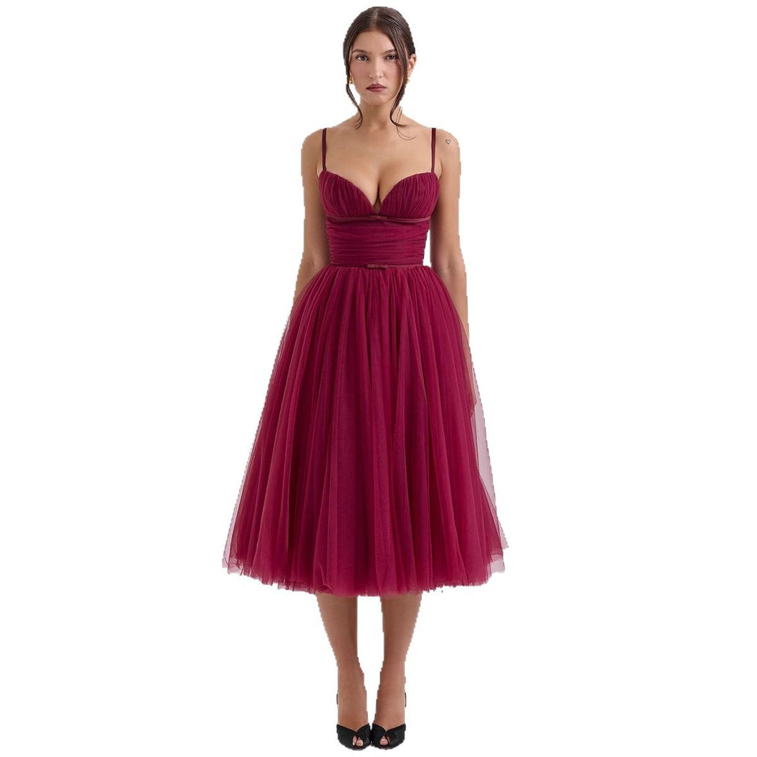 Ladies tulle dress with an elegant A-line silhouette and adjustable spaghetti straps Lune London