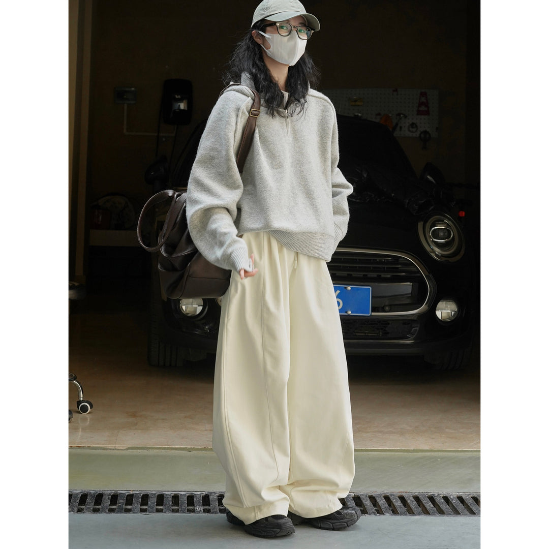 Women Extra Wide High-Waist Culotte Baggy Trousers with Drawstring and Soft Drape Amarae