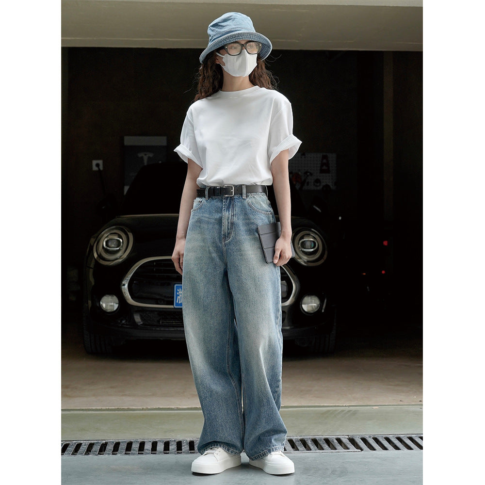 Ladies loose-fitting vintage denim pants with extra wide leg and high waist Amarae