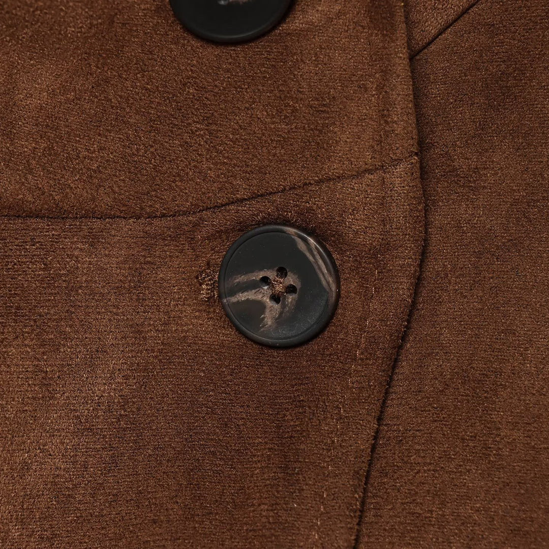 Women's Boxy Short Jacket in Suede Look with High Stand-up Collar Amarae