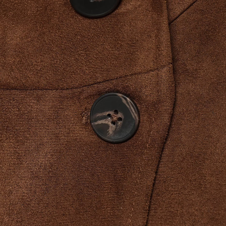 Women's Boxy Short Jacket in Suede Look with High Stand-up Collar Amarae
