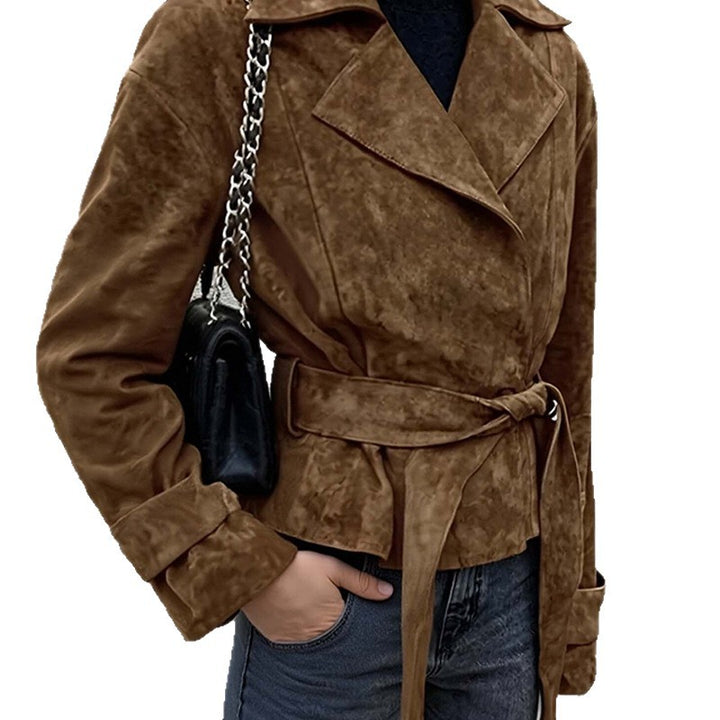 Veste en suédine pour femmes avec ceinture et confort luxueux Chic & Stil