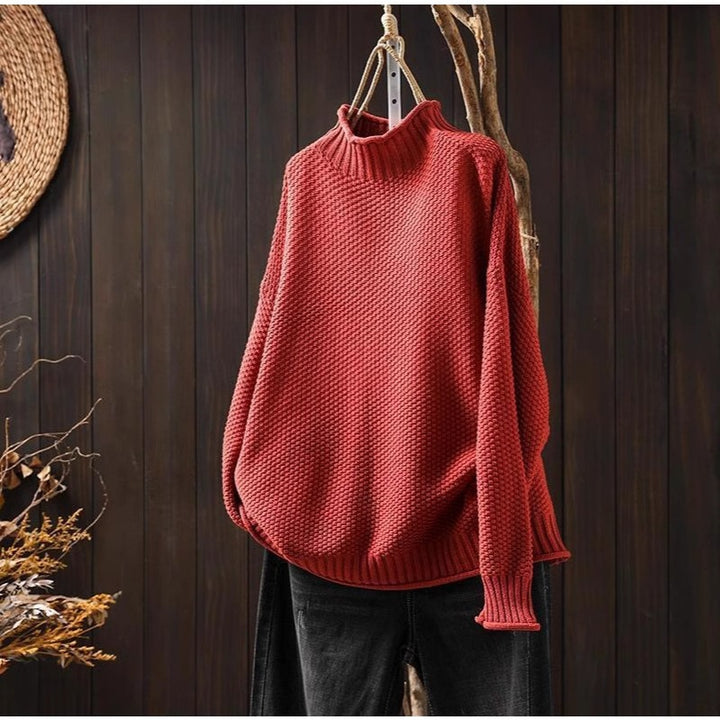 Oversized knitted sweater for women with high neck Lune London