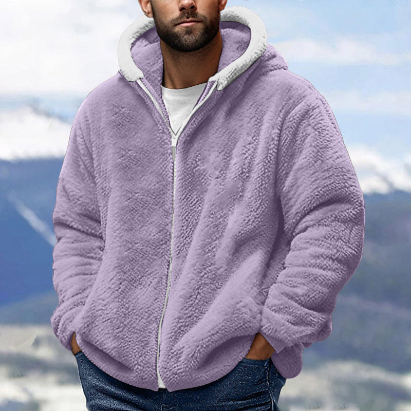 Men's Cozy Teddy Fleece Zip-Up Hoodie with Oversized Fit Amarae