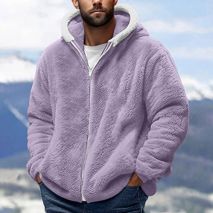 Men's Cozy Teddy Fleece Zip-Up Hoodie with Oversized Fit Amarae