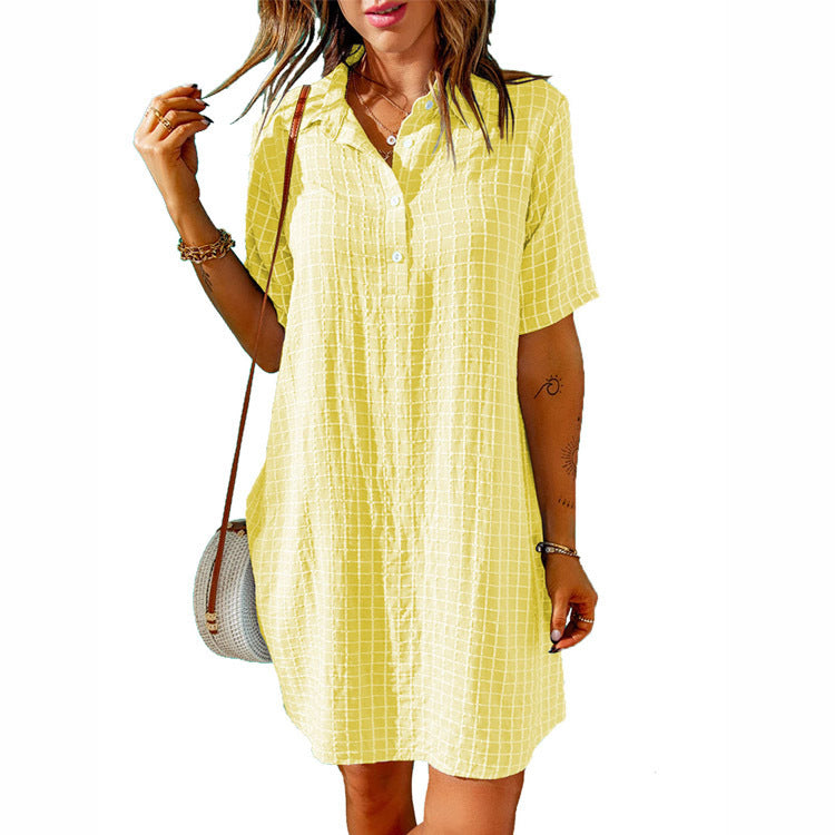 Casual shirt dress for women with checkered pattern and practical pockets Lune London