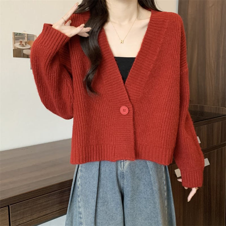 Cardigan féminin ample avec décolleté en V et grands boutons Chic & Stil