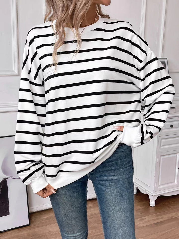 Ladies casual sweater with modern striped pattern Lune London