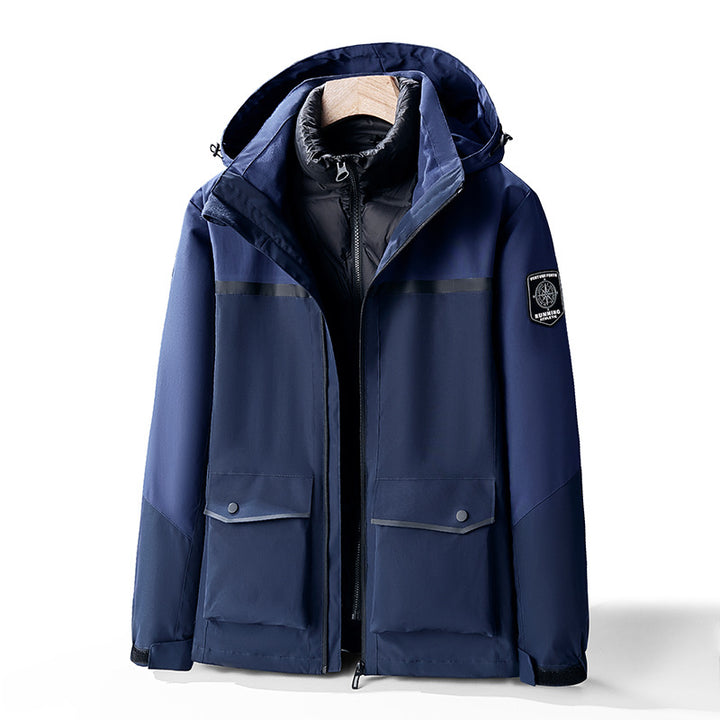 Men's two-layer weather parka with removable insulation inner jacket and utility pockets Amarae