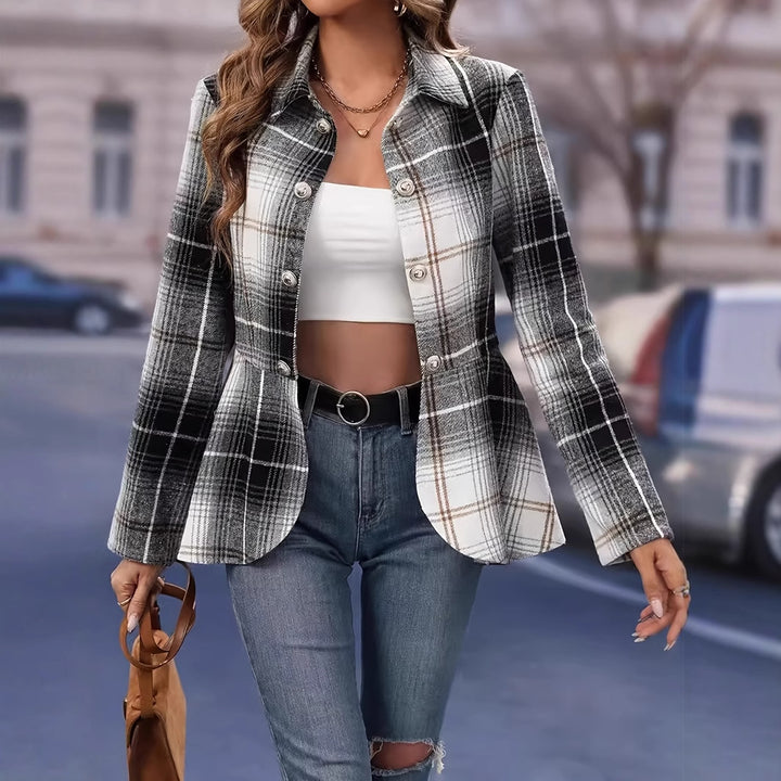 Chic and stylish elegant checkered jacket women