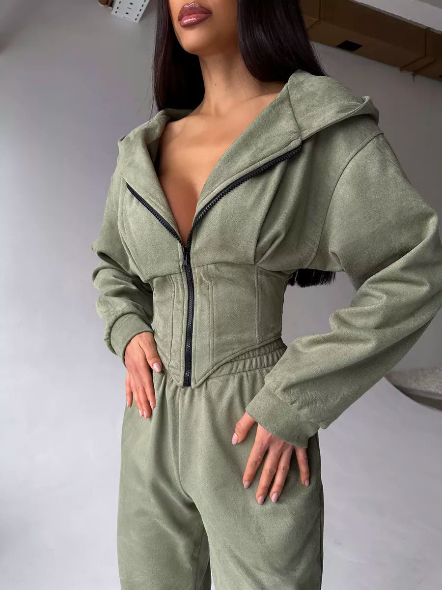 Sporty jumpsuit for women with zipper and high collar Lune London