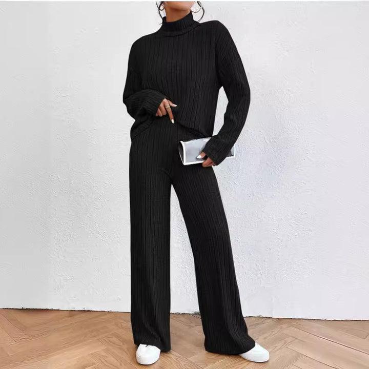 Women’s casual knit jumpsuit with high collar Lune London