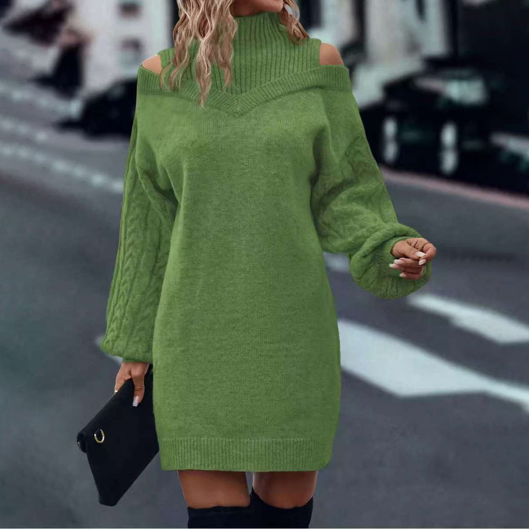 Robe tricotée pour femme avec découpes aux épaules et col haut Chic & Stil