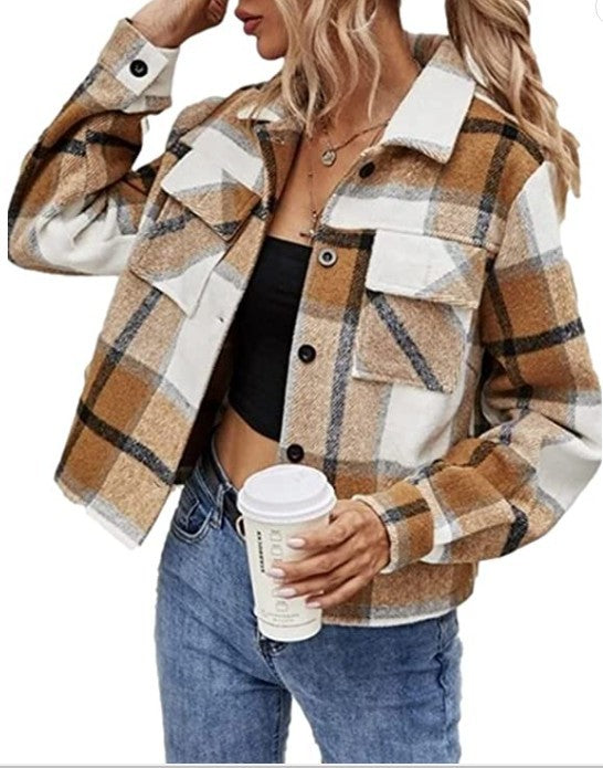 Ladies Chic and Stylish Plaid Flannel Jacket