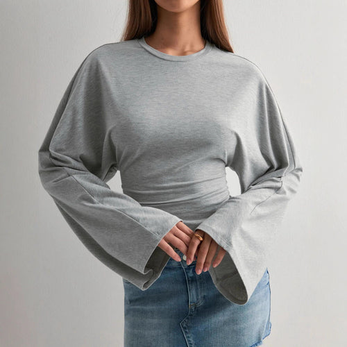 Chemise à manches longues cropped pour femme avec manches évasées larges Chic & Stil