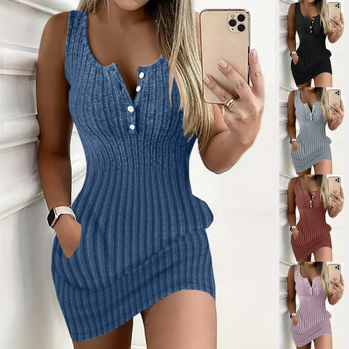 Amarae Damen Ribbed Mini Dress