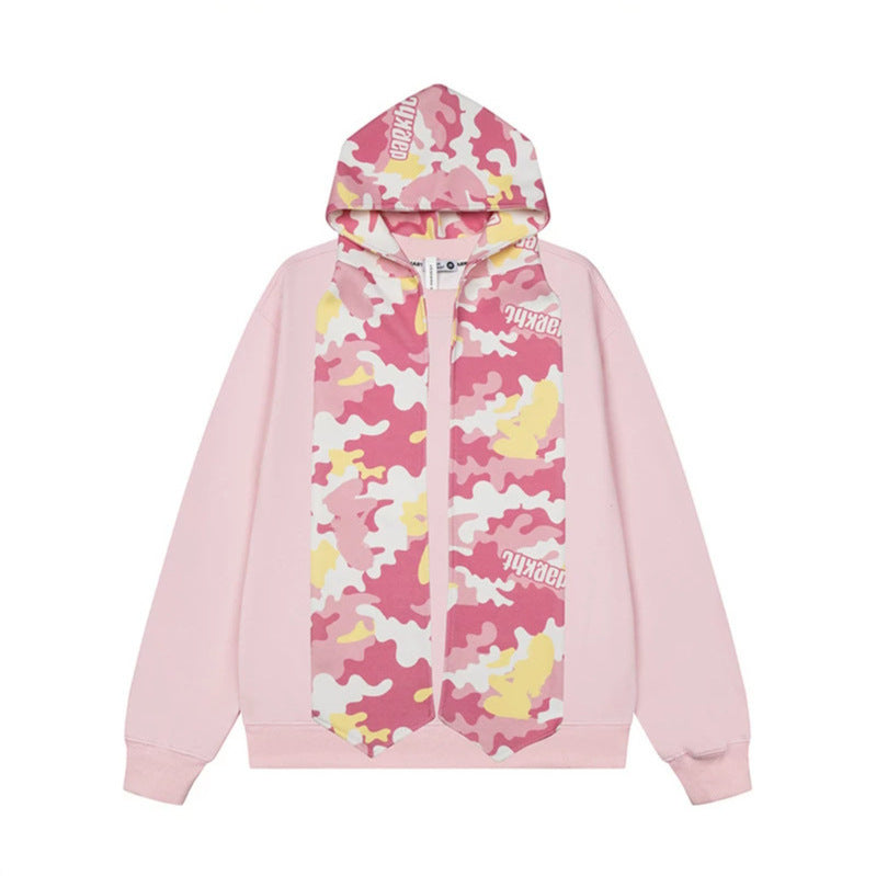 Women's hoodie sweatshirt with extra-long scarf look and front zip Amarae
