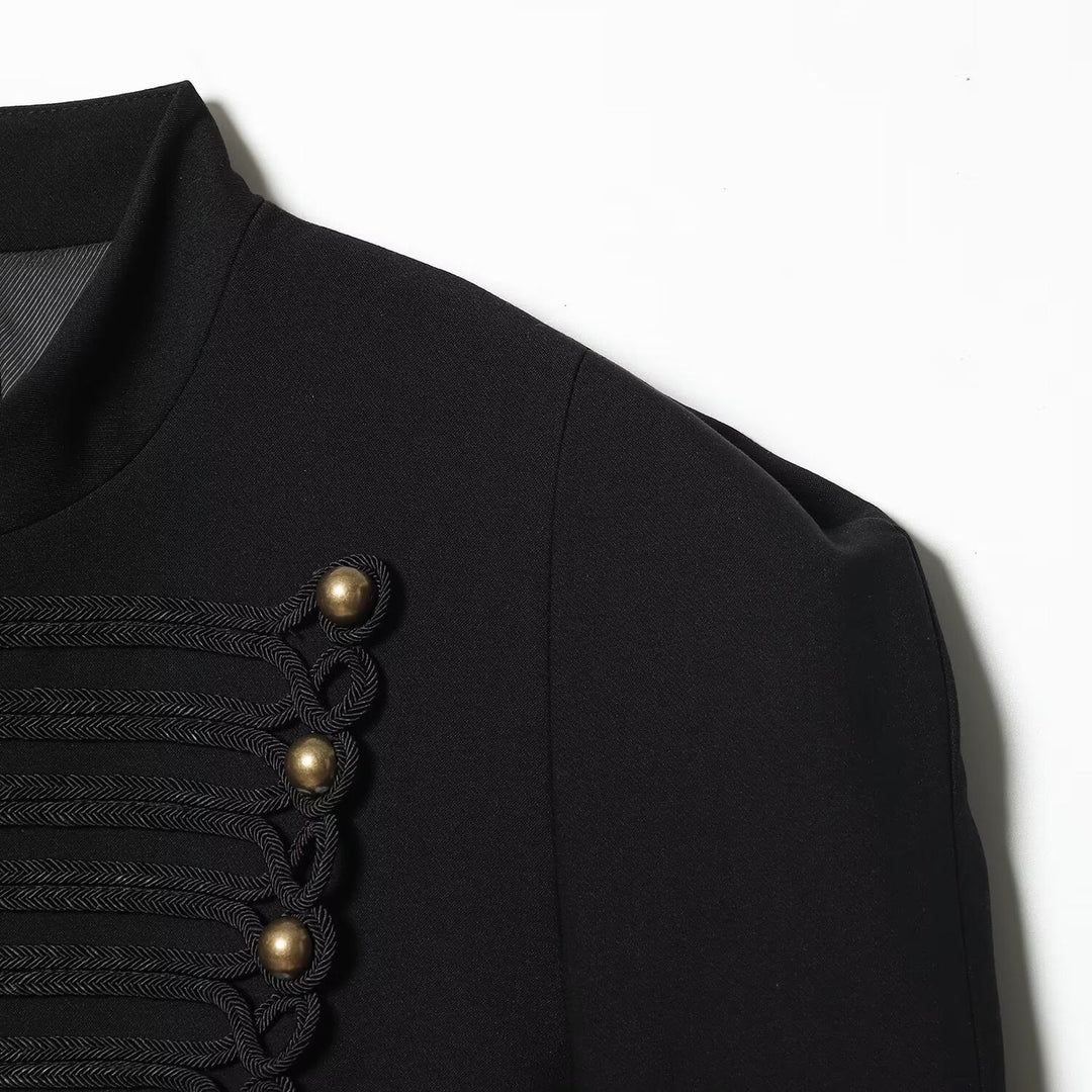 Women's short military-style jacket with cord appliqué and stand-up collar Amarae