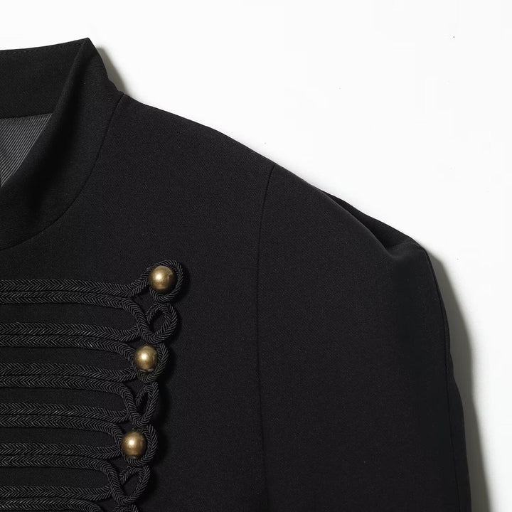 Women's short military-style jacket with cord appliqué and stand-up collar Amarae