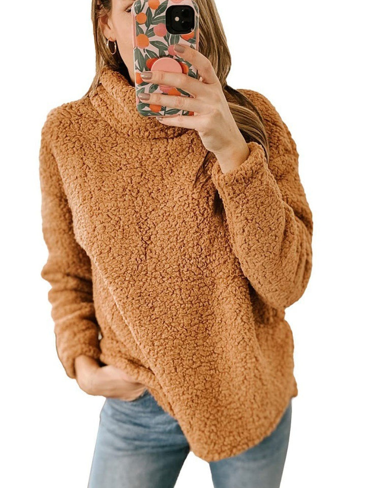 Pull en molleton confortable pour femmes avec col montant et surface texturée Chic & Stil