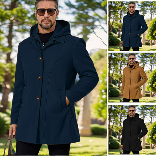 Elegant transition jacket for men with hood and flared pleats Amarae