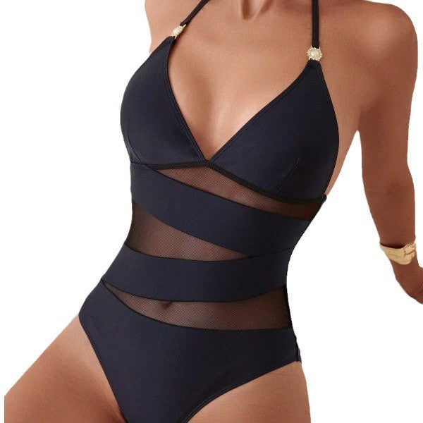 Women Elegant Swimsuit with Transparent Mesh Inserts Amarae