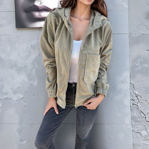 Light cord jacket for women with practical pockets Amarae