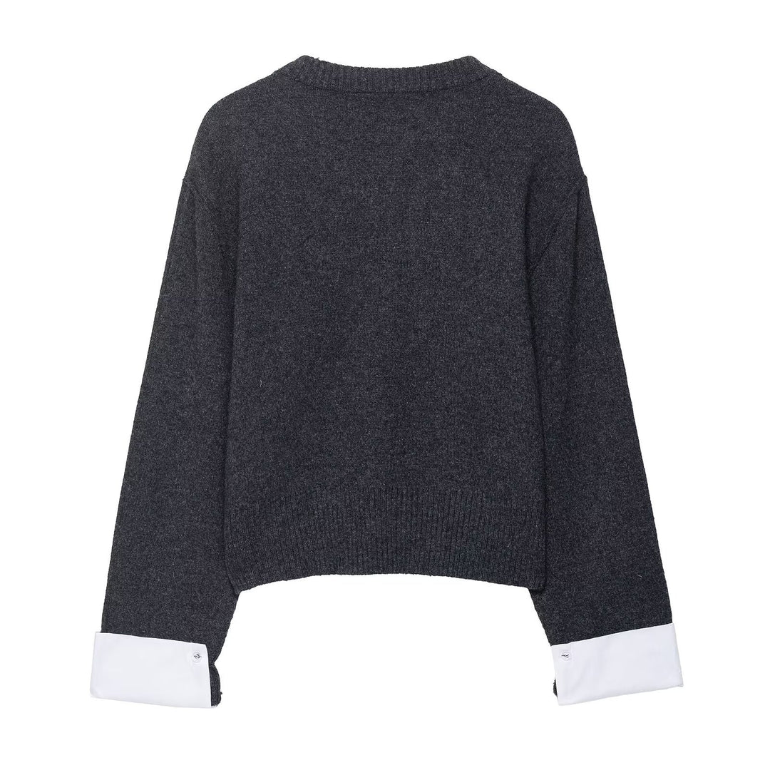 Ladies comfortable knit cardigan with stylish contrasting sleeves Lune London