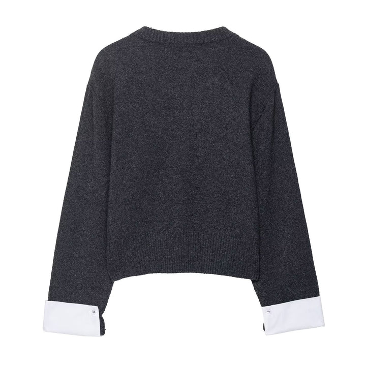 Ladies comfortable knit cardigan with stylish contrasting sleeves Lune London