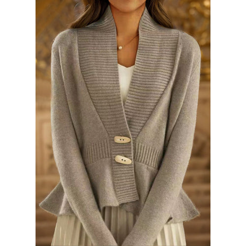 Women's knitted jacket with asymmetrical cut and decorative buttons Chic and Style