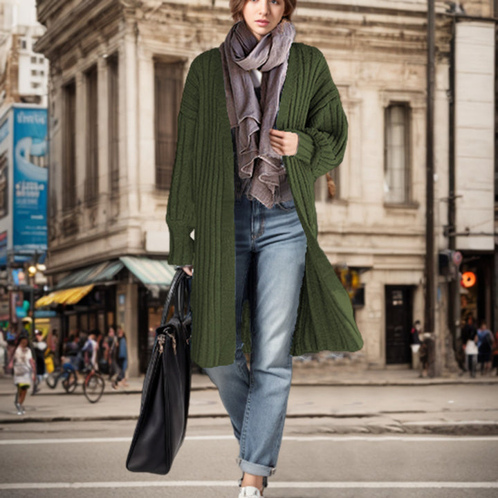 Long knit coat for women with a relaxed cut, deep pockets, and soft touch Lune London